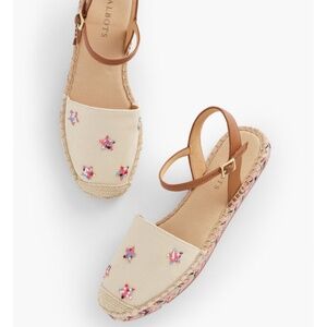 Talbots | Izzy D'Orsay Cotton Embroidered Canvas Espadrille Sandals